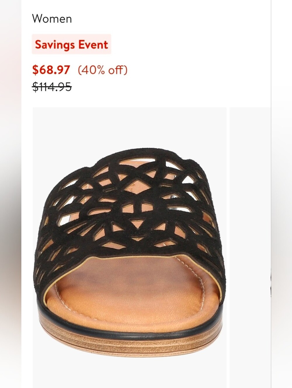 Bella Vita Cas-Italy Black Laser-Cut Slide Sandals 10W